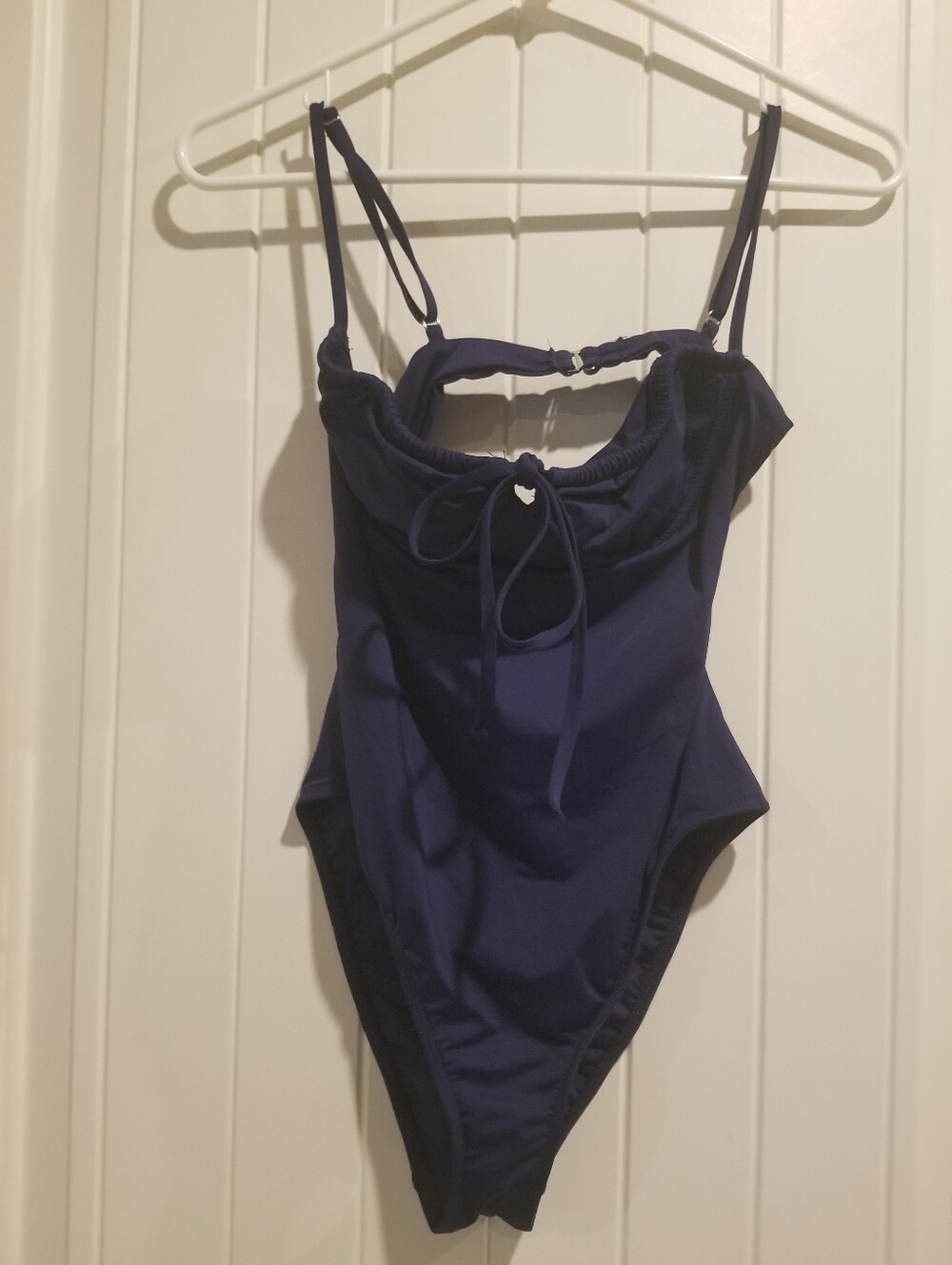 Navy Blue One Piece Swimsuit  With Tie In Front